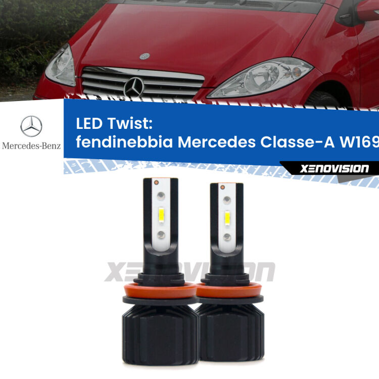 <strong>Kit fendinebbia LED</strong> per <strong>Mercedes Classe-A</strong> W169 2004 - 2012. Compatte, impermeabili, senza ventola: praticamente indistruttibili. Top Quality.