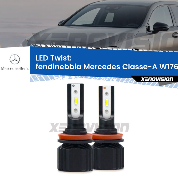 <strong>Kit fendinebbia LED</strong> per <strong>Mercedes Classe-A</strong> W176 2012 - 2018. Compatte, impermeabili, senza ventola: praticamente indistruttibili. Top Quality.