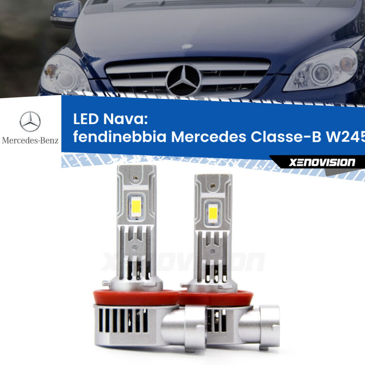 <strong>Fendinebbia LED no-spie per Mercedes Classe-B</strong> W245 2005 - 2011. Coppia lampade <strong>H11</strong>/H9/H8/H16(JP) modello Nava canbus, raffreddate a ventola.