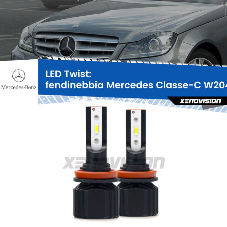 <strong>Kit fendinebbia LED</strong> per <strong>Mercedes Classe-C</strong> W204 2007 - 2014. Compatte, impermeabili, senza ventola: praticamente indistruttibili. Top Quality.