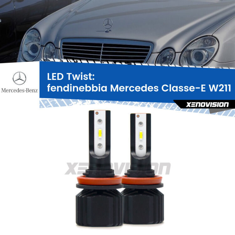 <strong>Kit fendinebbia LED</strong> per <strong>Mercedes Classe-E</strong> W211 2002 - 2009. Compatte, impermeabili, senza ventola: praticamente indistruttibili. Top Quality.