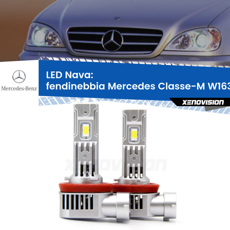 <strong>Fendinebbia LED no-spie per Mercedes Classe-M</strong> W163 2000 - 2005. Coppia lampade <strong>H11</strong>/H9/H8/H16(JP) modello Nava canbus, raffreddate a ventola.