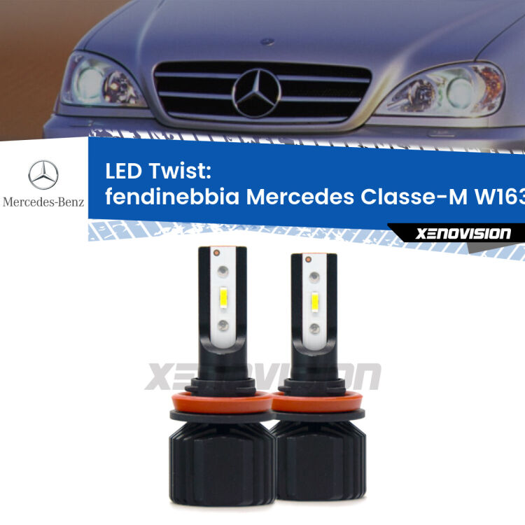 <strong>Kit fendinebbia LED</strong> per <strong>Mercedes Classe-M</strong> W163 2000 - 2005. Compatte, impermeabili, senza ventola: praticamente indistruttibili. Top Quality.