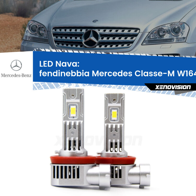 <strong>Fendinebbia LED no-spie per Mercedes Classe-M</strong> W164 2005 - 2011. Coppia lampade <strong>H11</strong>/H9/H8/H16(JP) modello Nava canbus, raffreddate a ventola.