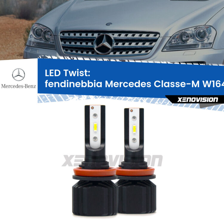 <strong>Kit fendinebbia LED</strong> per <strong>Mercedes Classe-M</strong> W164 2005 - 2011. Compatte, impermeabili, senza ventola: praticamente indistruttibili. Top Quality.