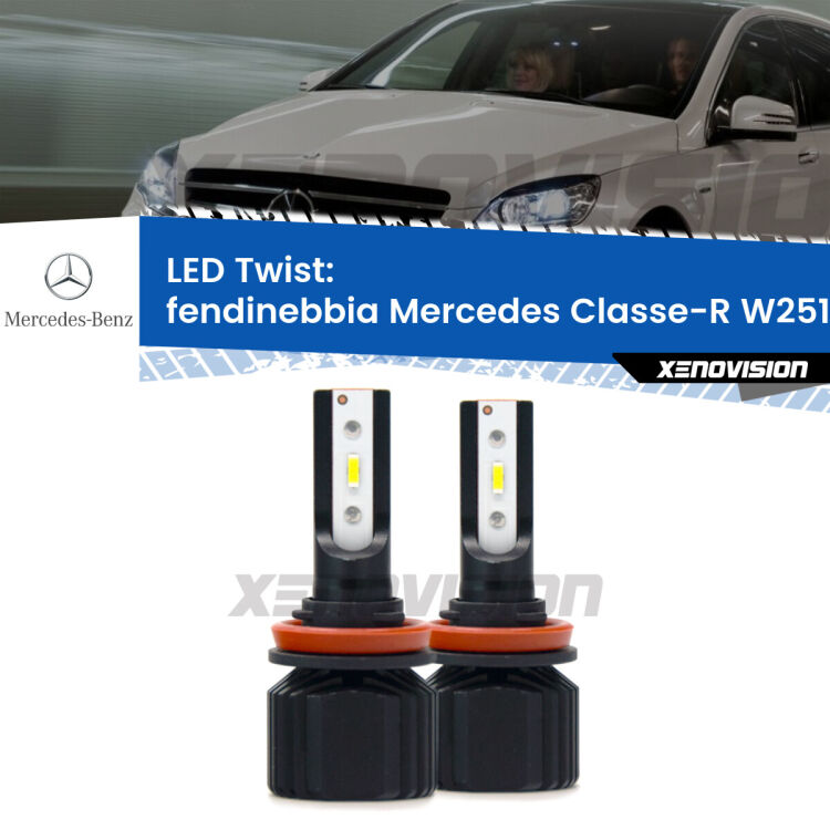 <strong>Kit fendinebbia LED</strong> per <strong>Mercedes Classe-R</strong> W251, V251 2006 - 2014. Compatte, impermeabili, senza ventola: praticamente indistruttibili. Top Quality.