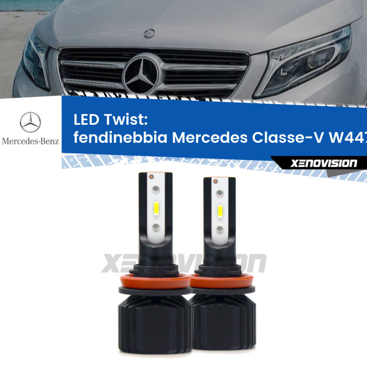 <strong>Kit fendinebbia LED</strong> per <strong>Mercedes Classe-V</strong> W447 2014 in poi. Compatte, impermeabili, senza ventola: praticamente indistruttibili. Top Quality.