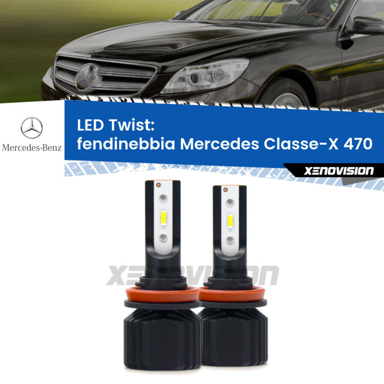 <strong>Kit fendinebbia LED</strong> per <strong>Mercedes Classe-X</strong> 470 2017 in poi. Compatte, impermeabili, senza ventola: praticamente indistruttibili. Top Quality.