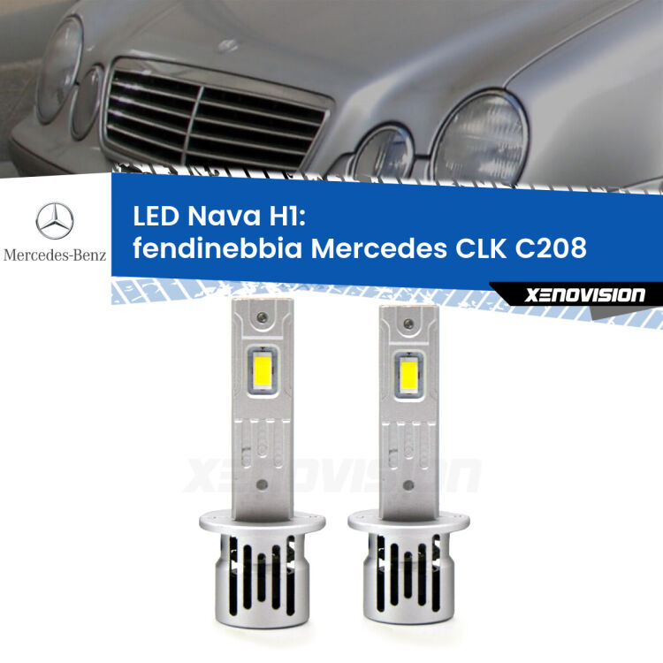 <strong>Fendinebbia LED no-spie per Mercedes CLK</strong> C208 1997 - 2002. Coppia lampade <strong> H1</strong> modello Nava canbus, raffreddate a ventola.