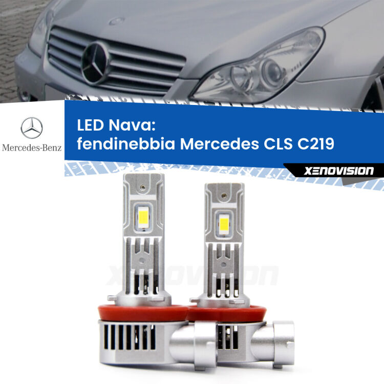 <strong>Fendinebbia LED no-spie per Mercedes CLS</strong> C219 2004 - 2010. Coppia lampade <strong>H11</strong>/H9/H8/H16(JP) modello Nava canbus, raffreddate a ventola.