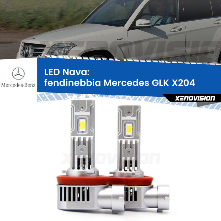 <strong>Fendinebbia LED no-spie per Mercedes GLK</strong> X204 2008 - 2015. Coppia lampade <strong>H11</strong>/H9/H8/H16(JP) modello Nava canbus, raffreddate a ventola.