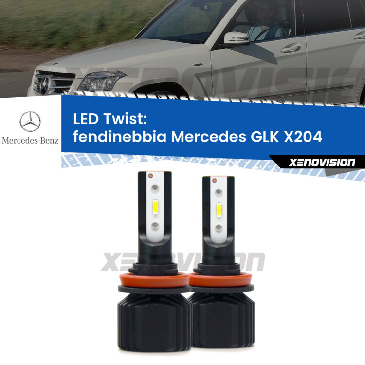 <strong>Kit fendinebbia LED</strong> per <strong>Mercedes GLK</strong> X204 2008 - 2015. Compatte, impermeabili, senza ventola: praticamente indistruttibili. Top Quality.