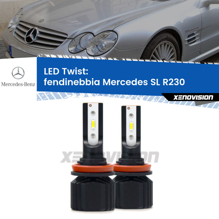 <strong>Kit fendinebbia LED</strong> per <strong>Mercedes SL</strong> R230 2001 - 2012. Compatte, impermeabili, senza ventola: praticamente indistruttibili. Top Quality.