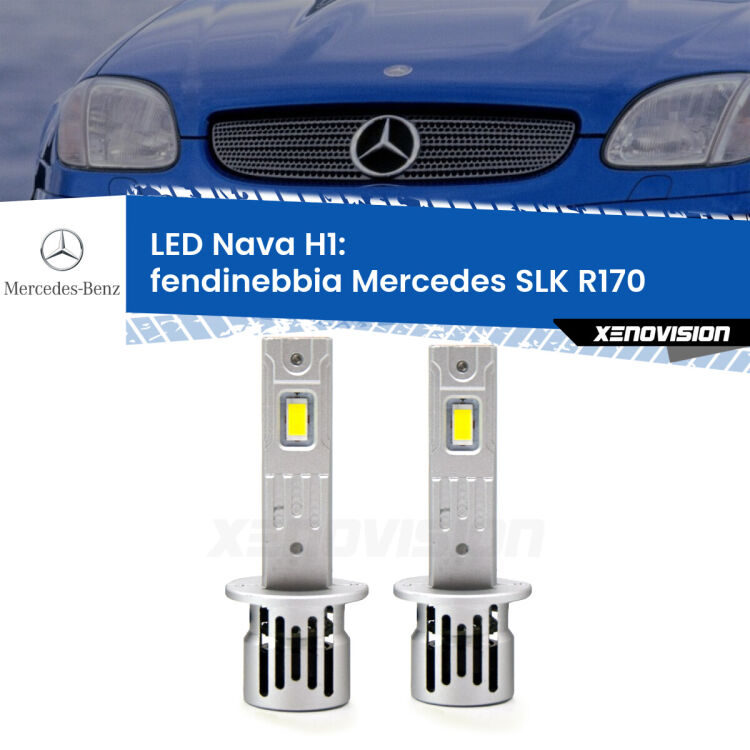 <strong>Fendinebbia LED no-spie per Mercedes SLK</strong> R170 1996 - 2001. Coppia lampade <strong> H1</strong> modello Nava canbus, raffreddate a ventola.