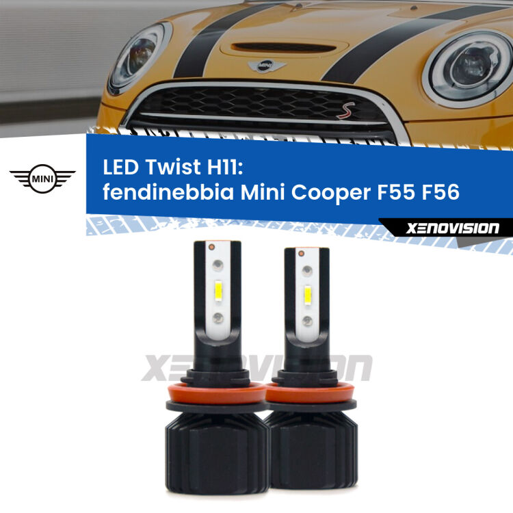 <strong>Kit fendinebbia LED</strong> H11 per <strong>Mini Cooper</strong> F55 F56 2013 - 2017. Compatte, impermeabili, senza ventola: praticamente indistruttibili. Top Quality.