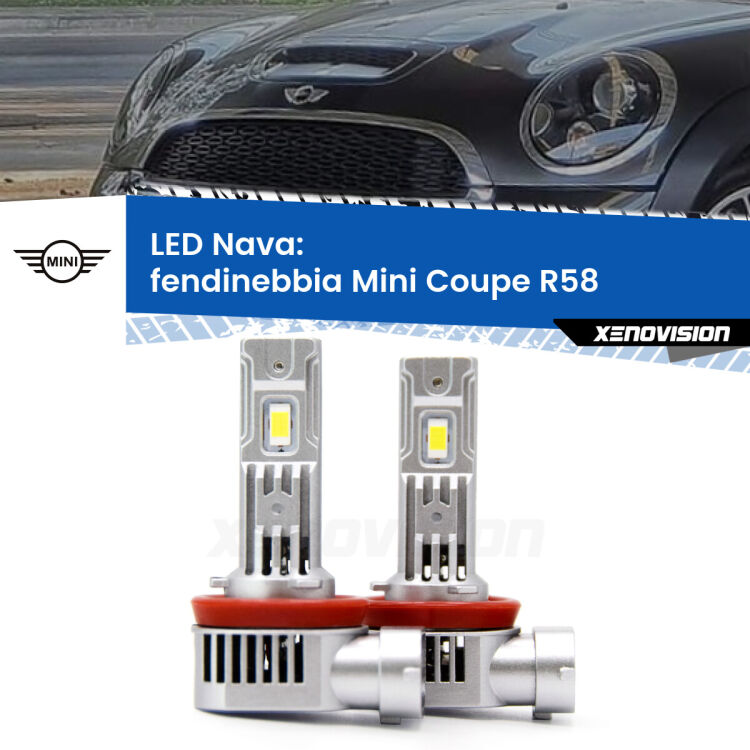 <strong>Fendinebbia LED no-spie per Mini Coupe</strong> R58 2011 - 2015. Coppia lampade <strong>H11</strong>/H9/H8/H16(JP) modello Nava canbus, raffreddate a ventola.