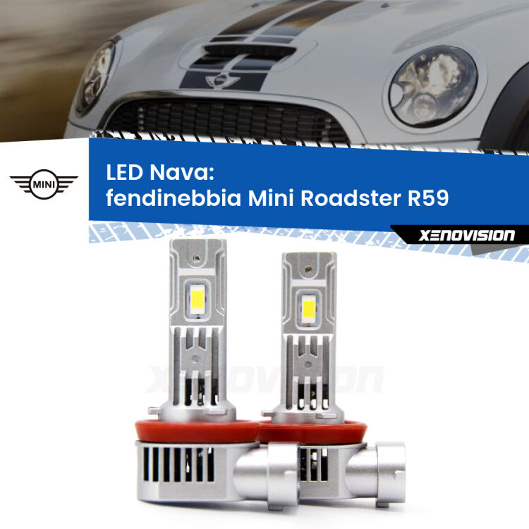 <strong>Fendinebbia LED no-spie per Mini Roadster</strong> R59 2012 - 2015. Coppia lampade <strong>H11</strong>/H9/H8/H16(JP) modello Nava canbus, raffreddate a ventola.