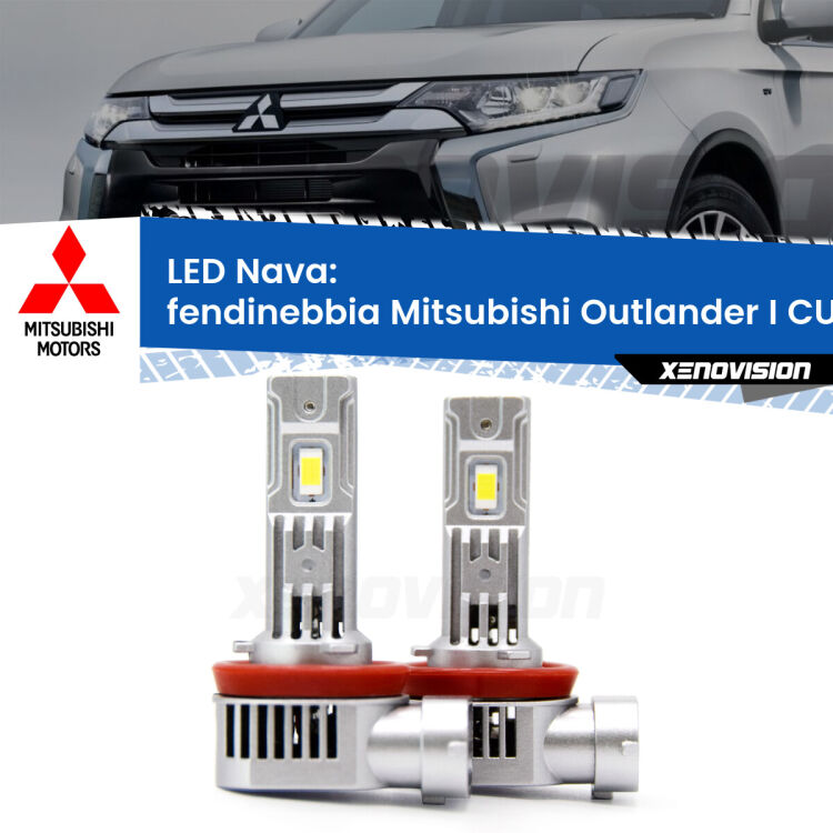 <strong>Fendinebbia LED no-spie per Mitsubishi Outlander I</strong> CU 2006 - 2006. Coppia lampade <strong>H11</strong>/H9/H8/H16(JP) modello Nava canbus, raffreddate a ventola.