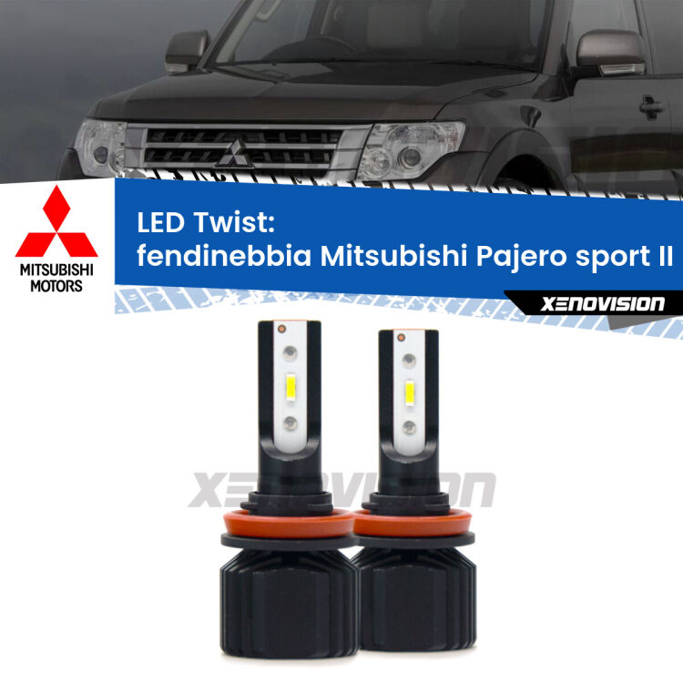 <strong>Kit fendinebbia LED</strong> per <strong>Mitsubishi Pajero sport II</strong>  2008 - 2015. Compatte, impermeabili, senza ventola: praticamente indistruttibili. Top Quality.