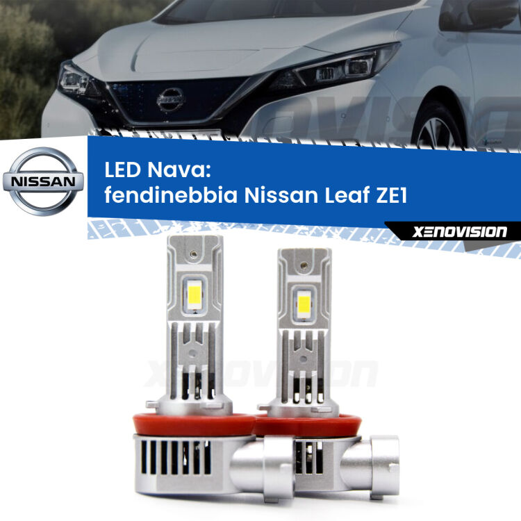 <strong>Fendinebbia LED no-spie per Nissan Leaf</strong> ZE1 2017 in poi. Coppia lampade <strong>H11</strong>/H9/H8/H16(JP) modello Nava canbus, raffreddate a ventola.