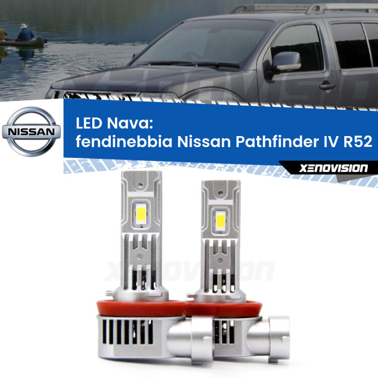 <strong>Fendinebbia LED no-spie per Nissan Pathfinder IV</strong> R52 2012 in poi. Coppia lampade <strong>H11</strong>/H9/H8/H16(JP) modello Nava canbus, raffreddate a ventola.