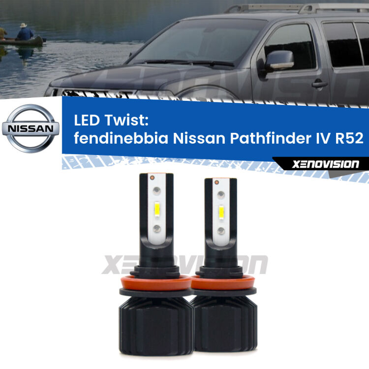 <strong>Kit fendinebbia LED</strong> per <strong>Nissan Pathfinder IV</strong> R52 2012 in poi. Compatte, impermeabili, senza ventola: praticamente indistruttibili. Top Quality.