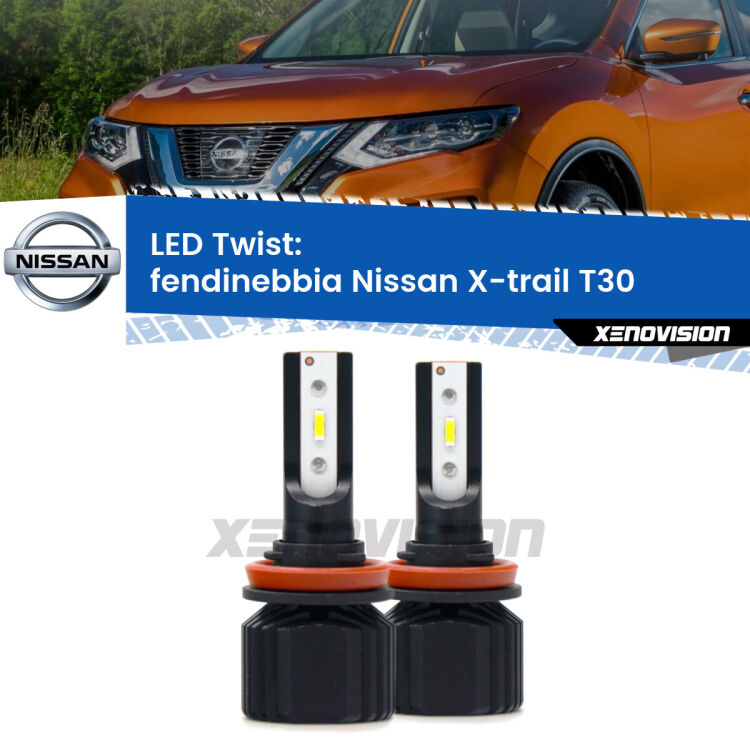 <strong>Kit fendinebbia LED</strong> per <strong>Nissan X-trail</strong> T30 2003 - 2007. Compatte, impermeabili, senza ventola: praticamente indistruttibili. Top Quality.