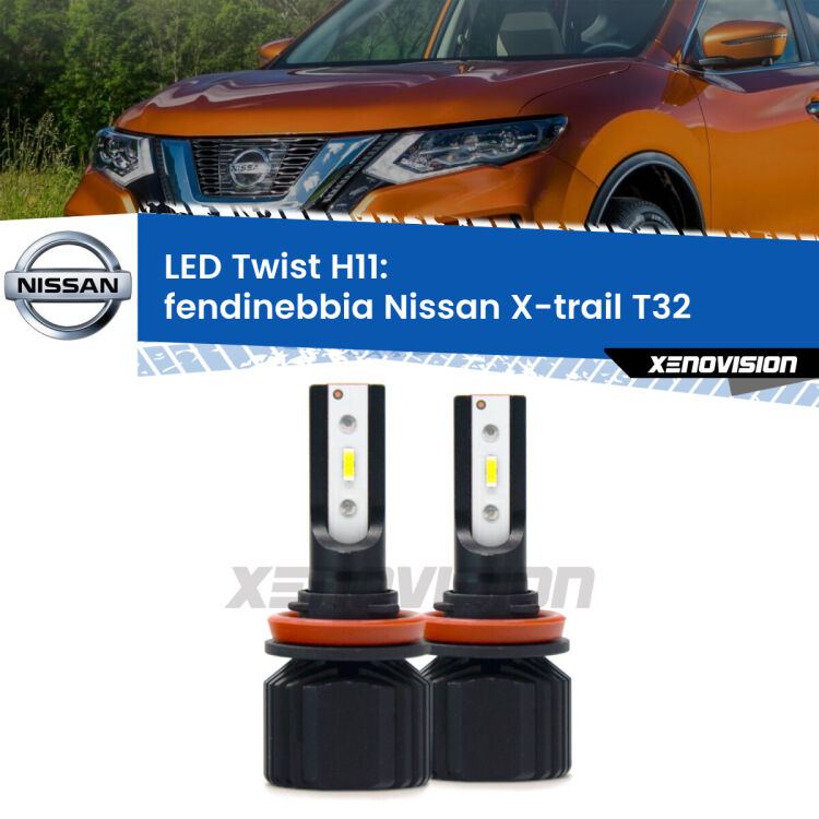 <strong>Kit fendinebbia LED</strong> per <strong>Nissan X-trail</strong> T32 2013 - 2020. Compatte, impermeabili, senza ventola: praticamente indistruttibili. Top Quality.