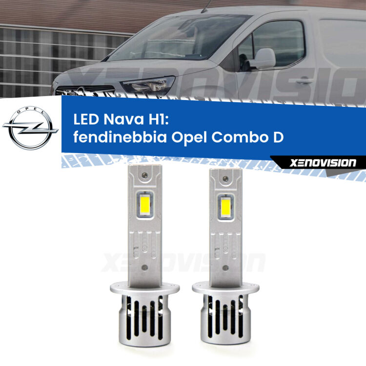 <strong>Fendinebbia LED no-spie per Opel Combo D</strong>  2012 - 2018. Coppia lampade <strong> H1</strong> modello Nava canbus, raffreddate a ventola.