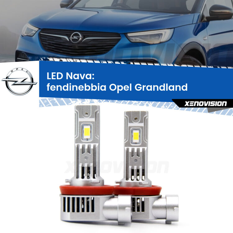 <strong>Fendinebbia LED no-spie per Opel Grandland</strong>  2017 in poi. Coppia lampade <strong>H11</strong>/H9/H8/H16(JP) modello Nava canbus, raffreddate a ventola.