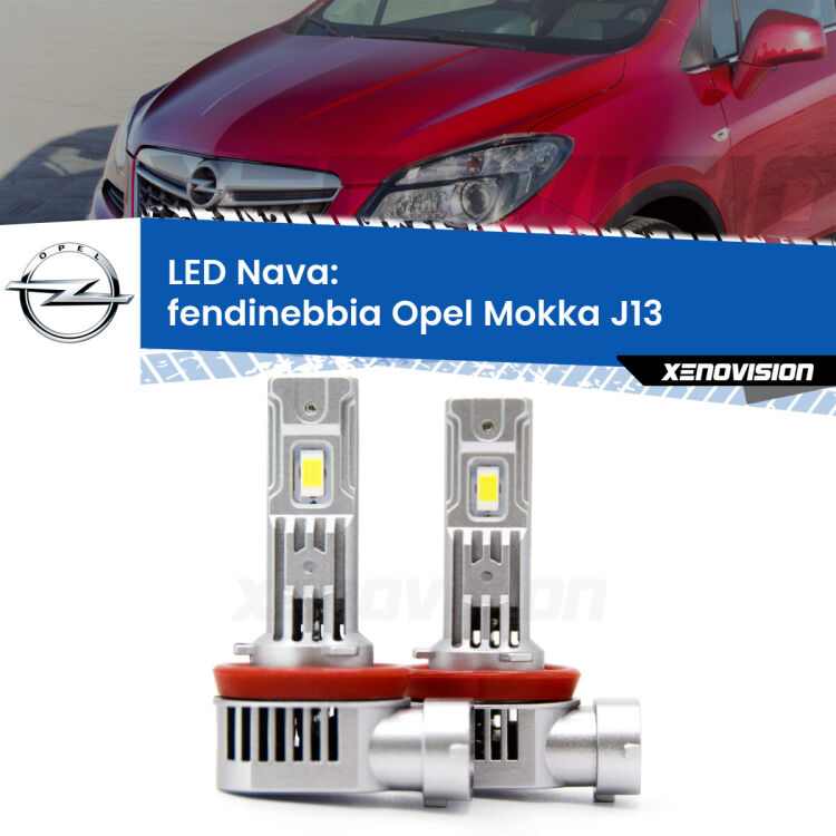 <strong>Fendinebbia LED no-spie per Opel Mokka</strong> J13 2012 - 2019. Coppia lampade <strong>H11</strong>/H9/H8/H16(JP) modello Nava canbus, raffreddate a ventola.