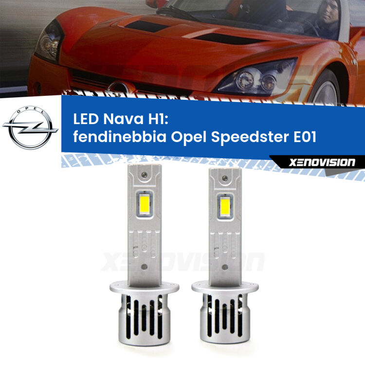 <strong>Fendinebbia LED no-spie per Opel Speedster</strong> E01 2000 - 2006. Coppia lampade <strong> H1</strong> modello Nava canbus, raffreddate a ventola.