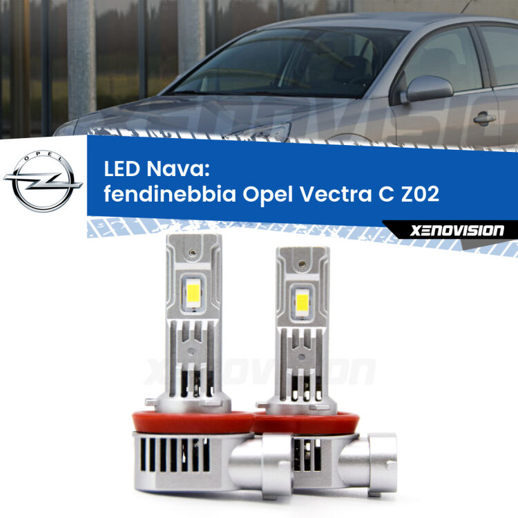 <strong>Fendinebbia LED no-spie per Opel Vectra C</strong> Z02 OPC. Coppia lampade <strong>H11</strong>/H9/H8/H16(JP) modello Nava canbus, raffreddate a ventola.