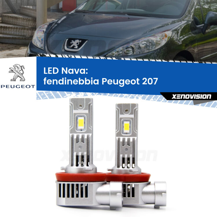 <strong>Fendinebbia LED no-spie per Peugeot 207</strong>  2006 - 2008. Coppia lampade <strong>H11</strong>/H9/H8/H16(JP) modello Nava canbus, raffreddate a ventola.