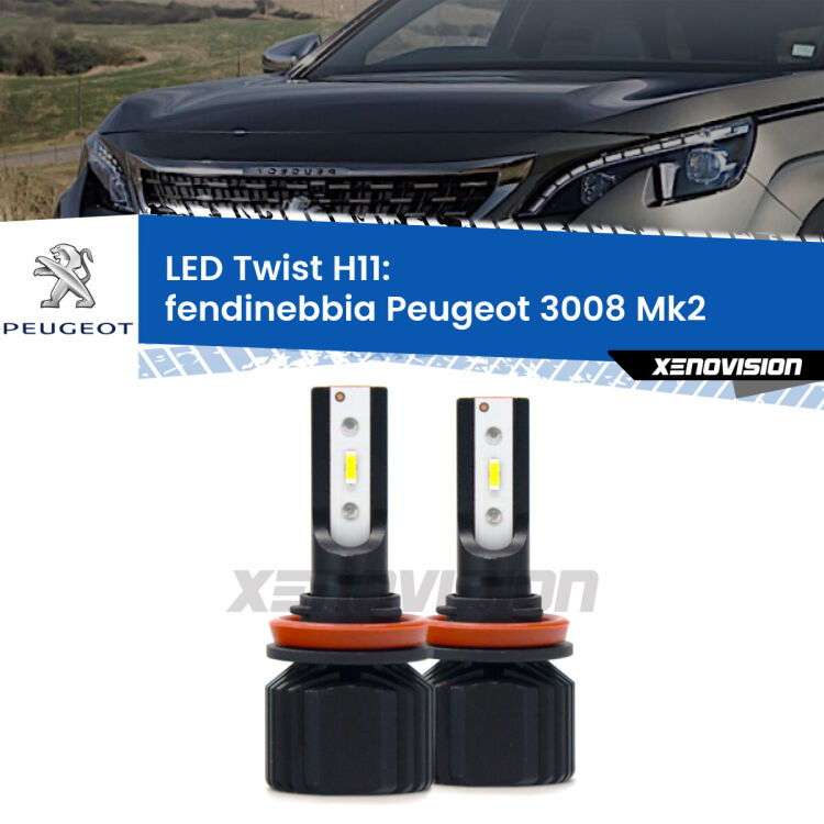 <strong>Kit fendinebbia LED</strong> per <strong>Peugeot 3008</strong> Mk2 2016 in poi. Compatte, impermeabili, senza ventola: praticamente indistruttibili. Top Quality.