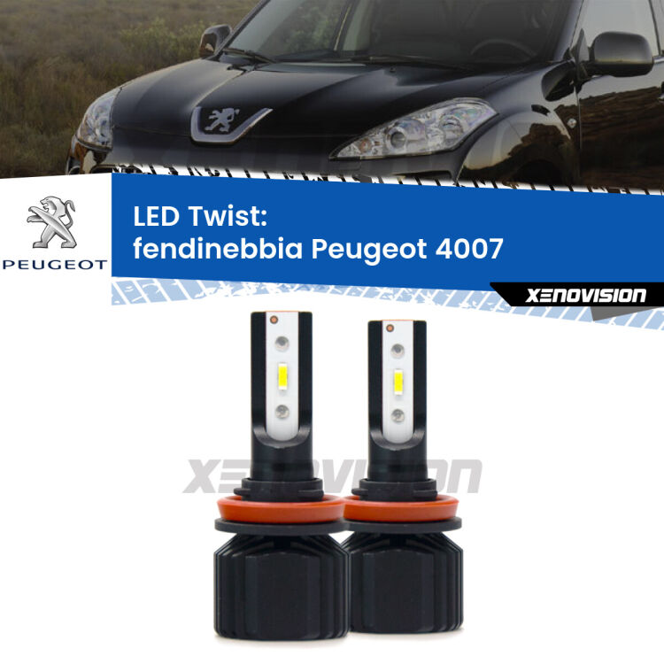 <strong>Kit fendinebbia LED</strong> per <strong>Peugeot 4007</strong>  2007 - 2012. Compatte, impermeabili, senza ventola: praticamente indistruttibili. Top Quality.