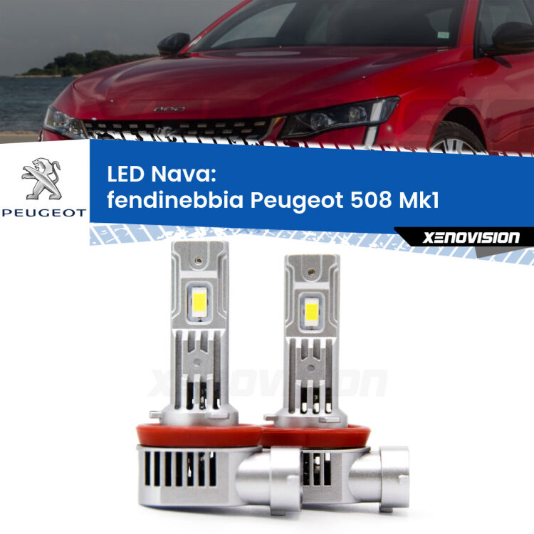 <strong>Fendinebbia LED no-spie per Peugeot 508</strong> Mk1 2010 - 2014. Coppia lampade <strong>H11</strong>/H9/H8/H16(JP) modello Nava canbus, raffreddate a ventola.