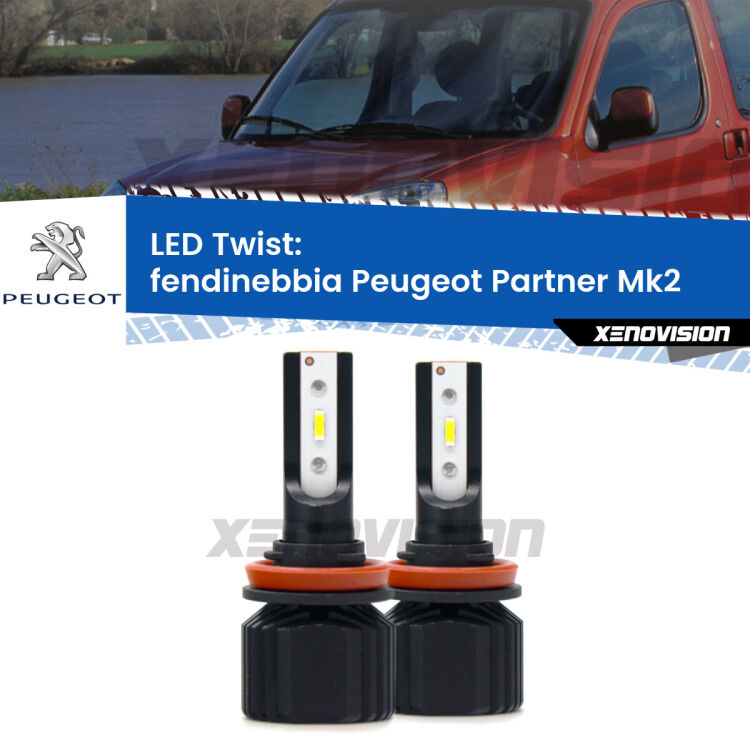 <strong>Kit fendinebbia LED</strong> per <strong>Peugeot Partner</strong> Mk2 2012 - 2014. Compatte, impermeabili, senza ventola: praticamente indistruttibili. Top Quality.