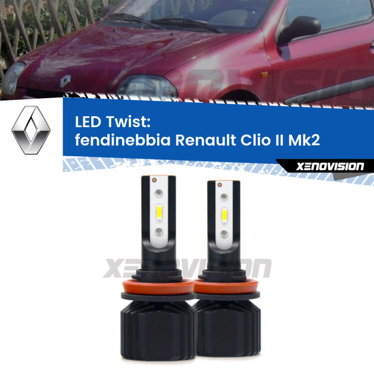 <strong>Kit fendinebbia LED</strong> per <strong>Renault Clio II</strong> Mk2 2001 - 2004. Compatte, impermeabili, senza ventola: praticamente indistruttibili. Top Quality.