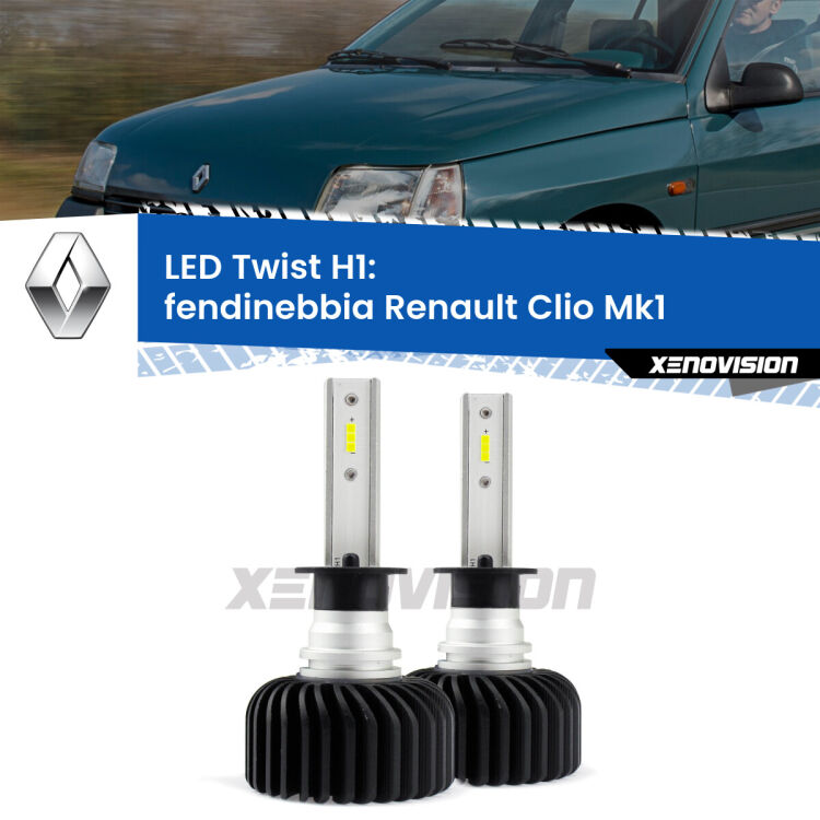 <strong>Kit fendinebbia LED</strong> H1 per <strong>Renault Clio</strong> Mk1 1990 - 1998. Compatte, impermeabili, senza ventola: praticamente indistruttibili. Top Quality.