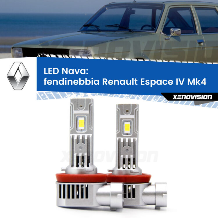 <strong>Fendinebbia LED no-spie per Renault Espace IV</strong> Mk4 2002 - 2015. Coppia lampade <strong>H11</strong>/H9/H8/H16(JP) modello Nava canbus, raffreddate a ventola.