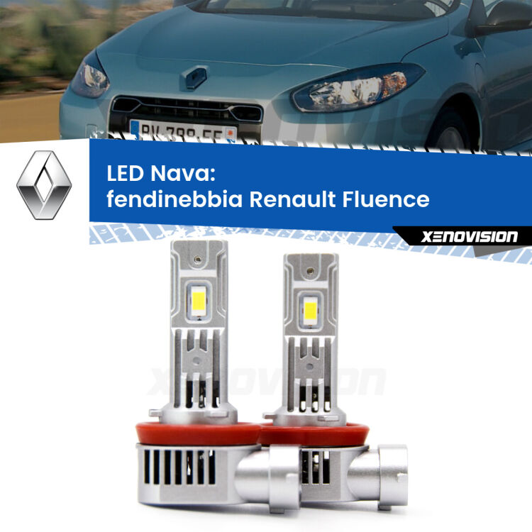 <strong>Fendinebbia LED no-spie per Renault Fluence</strong>  2010 - 2012. Coppia lampade <strong>H11</strong>/H9/H8/H16(JP) modello Nava canbus, raffreddate a ventola.