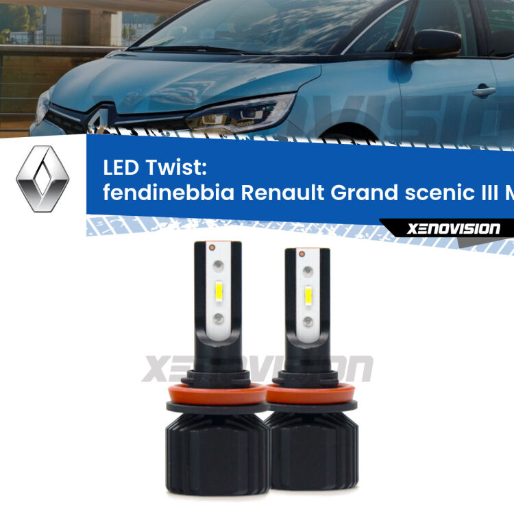 <strong>Kit fendinebbia LED</strong> per <strong>Renault Grand scenic III</strong> Mk3 2009 - 2015. Compatte, impermeabili, senza ventola: praticamente indistruttibili. Top Quality.