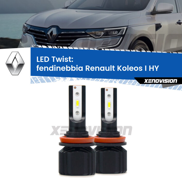 <strong>Kit fendinebbia LED</strong> per <strong>Renault Koleos I</strong> HY 2006 - 2015. Compatte, impermeabili, senza ventola: praticamente indistruttibili. Top Quality.