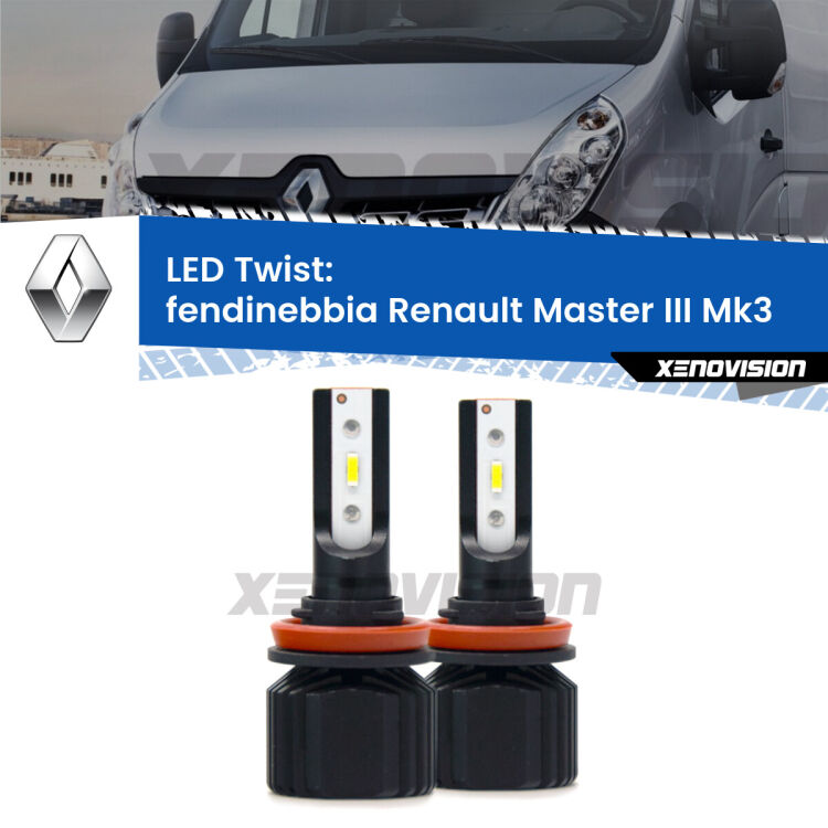 <strong>Kit fendinebbia LED</strong> per <strong>Renault Master III</strong> Mk3 2010 in poi. Compatte, impermeabili, senza ventola: praticamente indistruttibili. Top Quality.