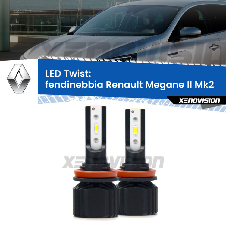 <strong>Kit fendinebbia LED</strong> per <strong>Renault Megane II</strong> Mk2 2002 - 2007. Compatte, impermeabili, senza ventola: praticamente indistruttibili. Top Quality.