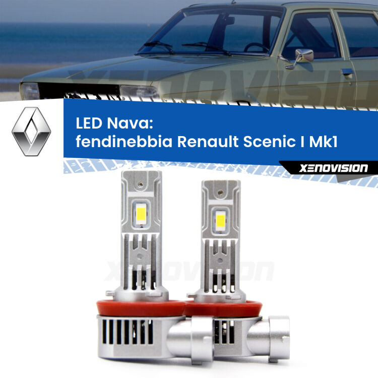 <strong>Fendinebbia LED no-spie per Renault Scenic I</strong> Mk1 2005 - 2002. Coppia lampade <strong>H11</strong>/H9/H8/H16(JP) modello Nava canbus, raffreddate a ventola.