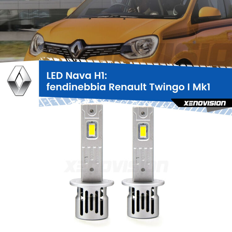 <strong>Fendinebbia LED no-spie per Renault Twingo I</strong> Mk1 1993 - 2006. Coppia lampade <strong> H1</strong> modello Nava canbus, raffreddate a ventola.