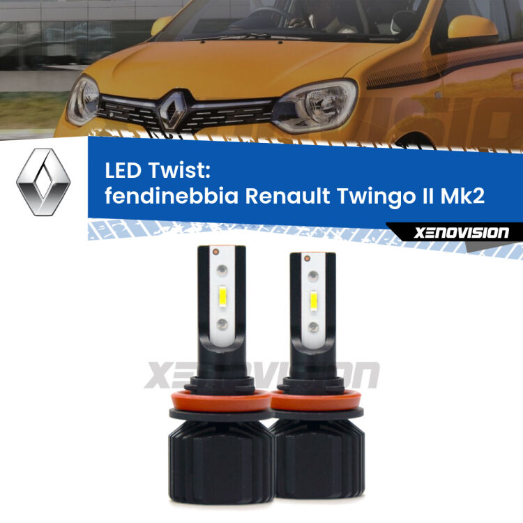 <strong>Kit fendinebbia LED</strong> per <strong>Renault Twingo II</strong> Mk2 2007 - 2013. Compatte, impermeabili, senza ventola: praticamente indistruttibili. Top Quality.