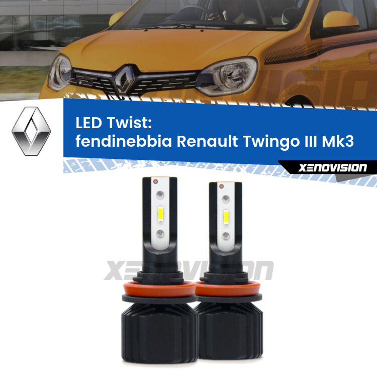 <strong>Kit fendinebbia LED</strong> per <strong>Renault Twingo III</strong> Mk3 2014 - 2021. Compatte, impermeabili, senza ventola: praticamente indistruttibili. Top Quality.